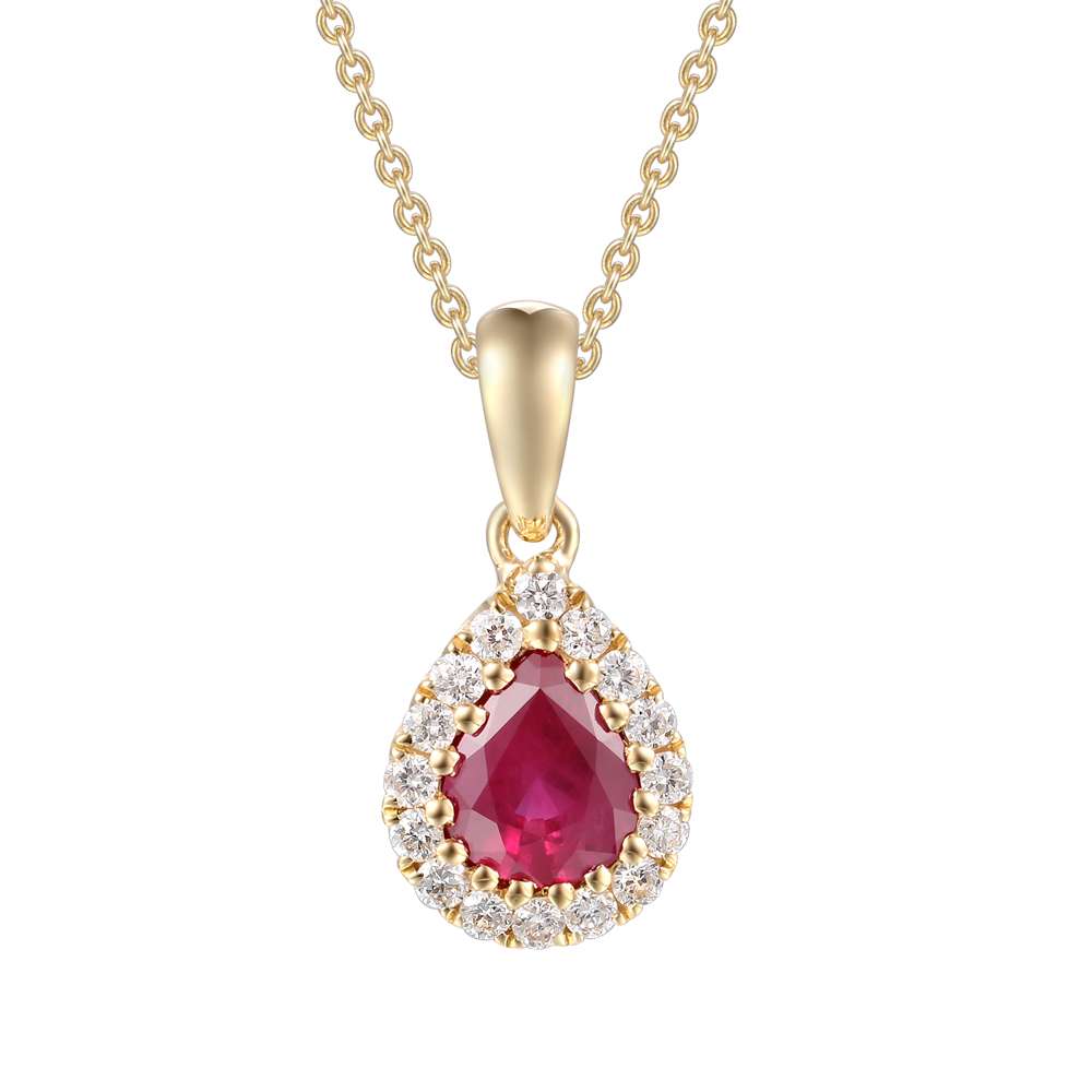 18ct Yellow Gold Ruby and Diamond Pendant : 0257812