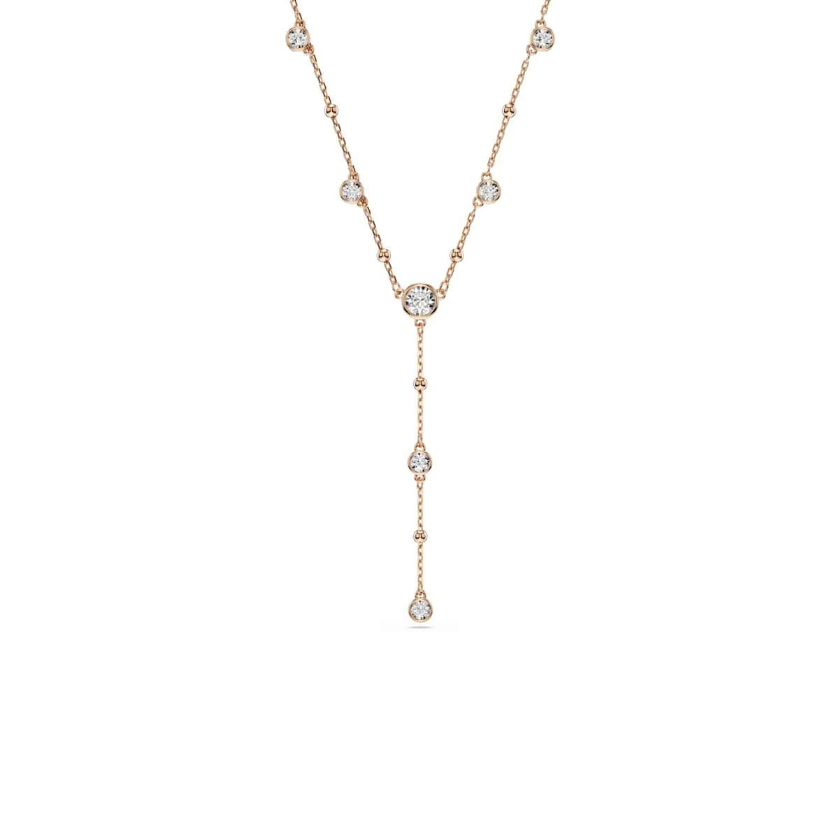 Swarovski Imber Y necklace Round cut White 18K rose gold finish