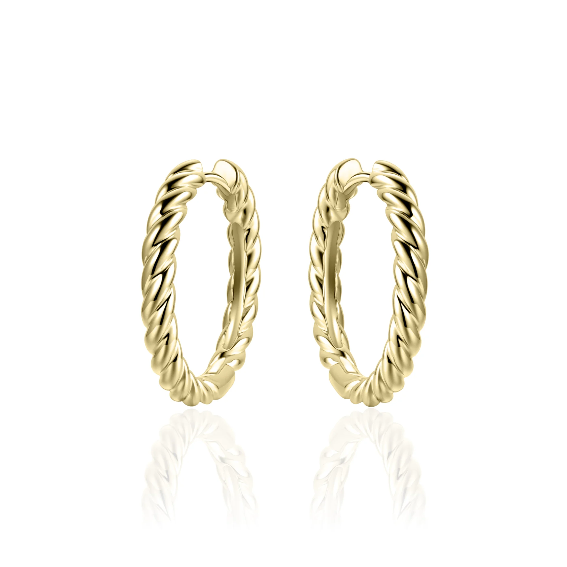 Gisser Gold Plated Silver Rope Hoop Earrings 22mm