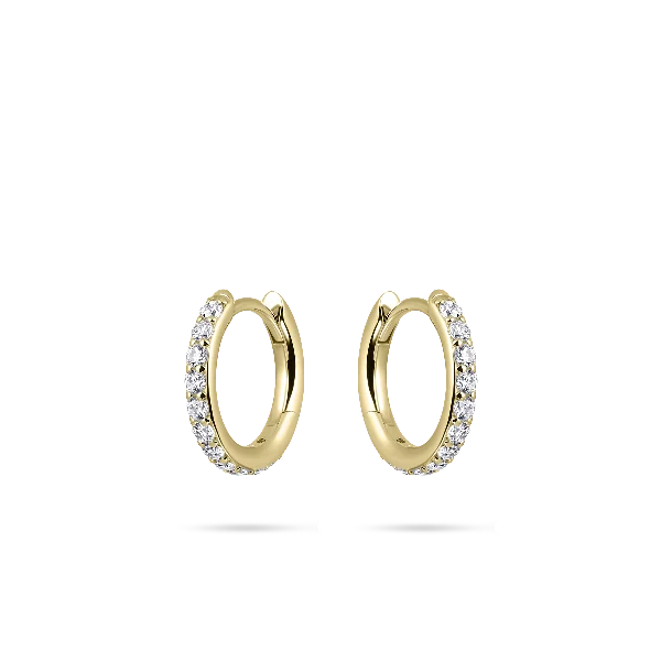 Gisser Gold Plated Silver Sparkling Hoop Earrings 15mm