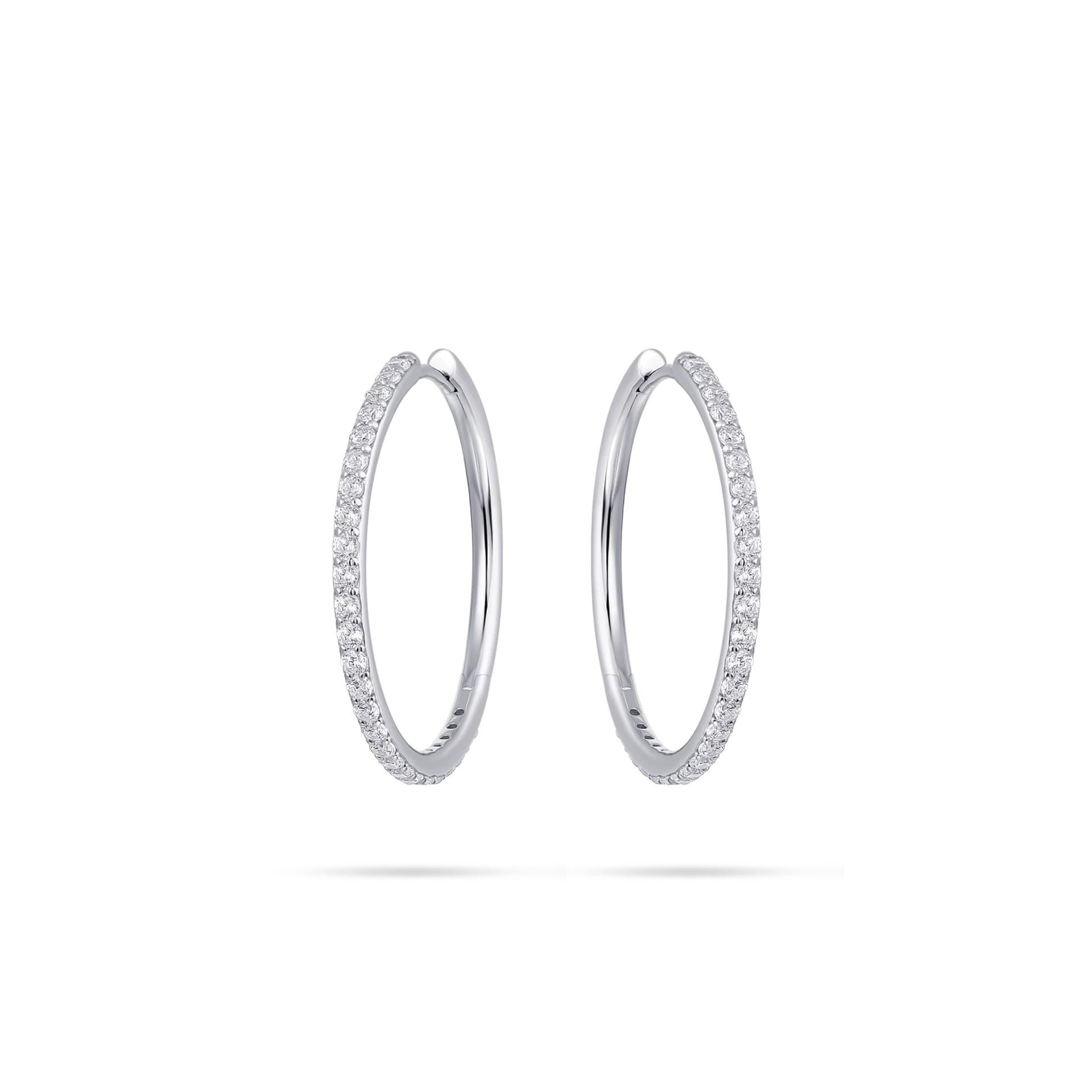 Gisser Silver Sparkling Hoop Earrings 30mm