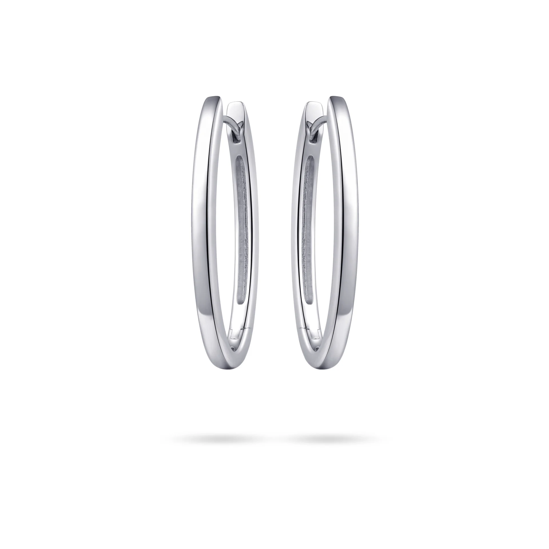 Gisser Silver Oval Hoop Earrings 35mm