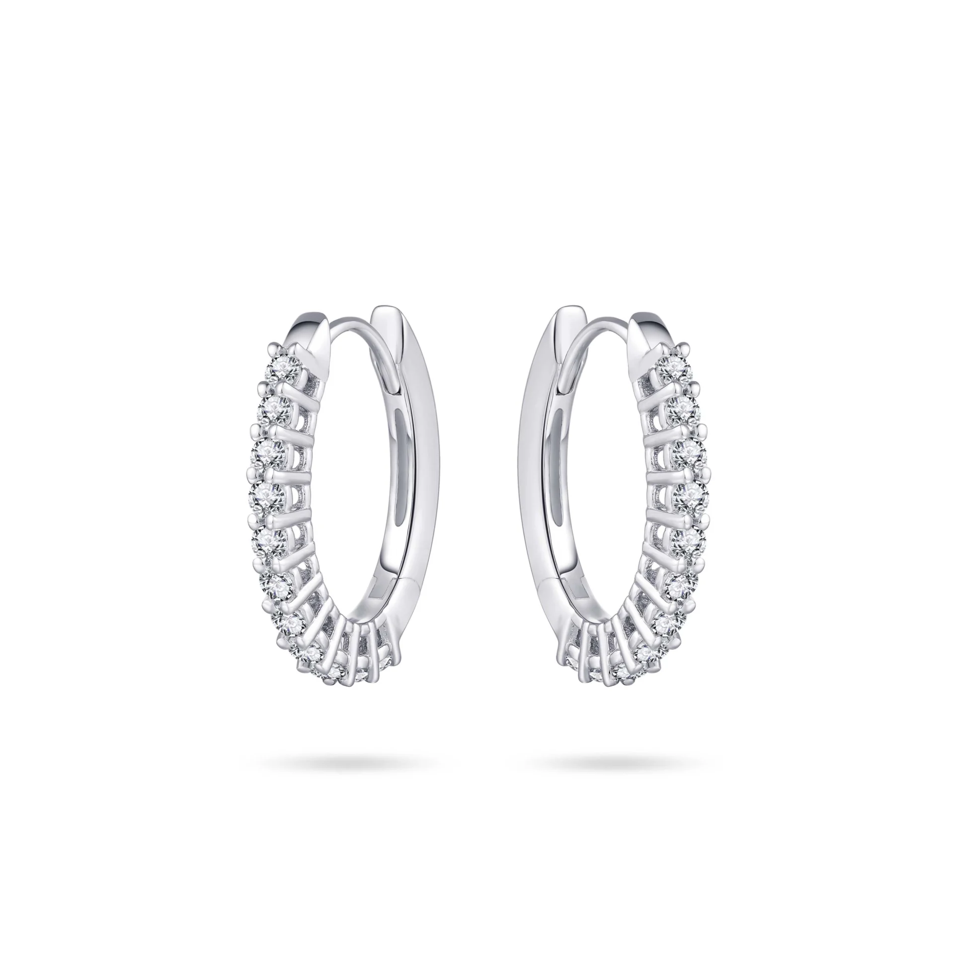 Gisser Silver Dazzling Oval CZ Hoop Earrings 20mm