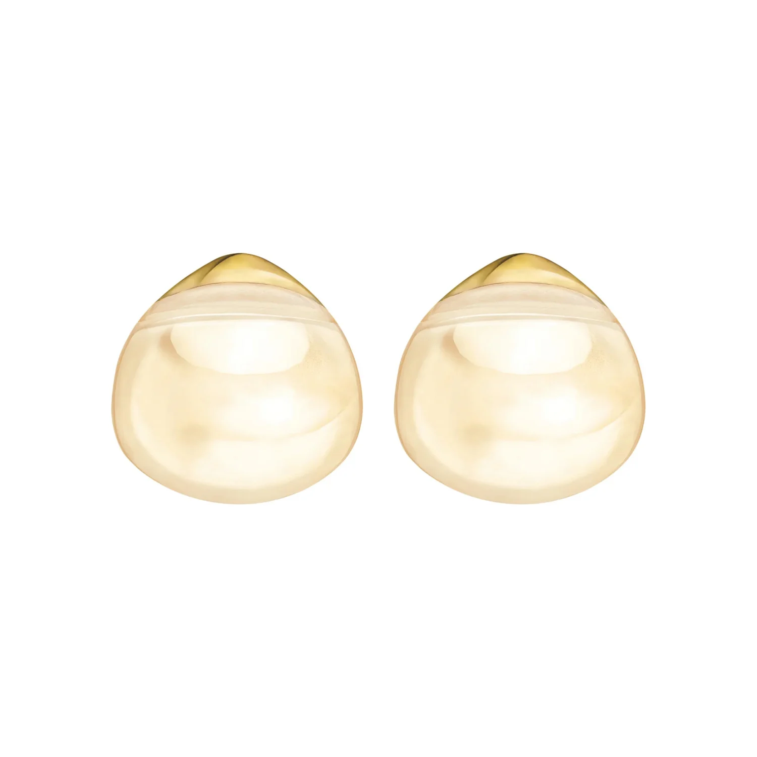 Lalique Cabochon Earrings, Gold Lustre Crystal