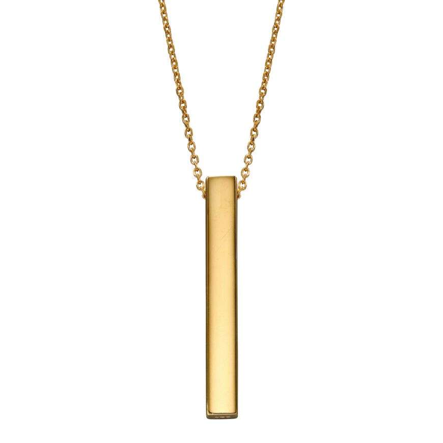 Story Long Bar Engravable Necklace, Gold Plated