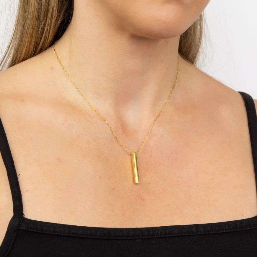 Story Long Bar Engravable Necklace, Gold Plated