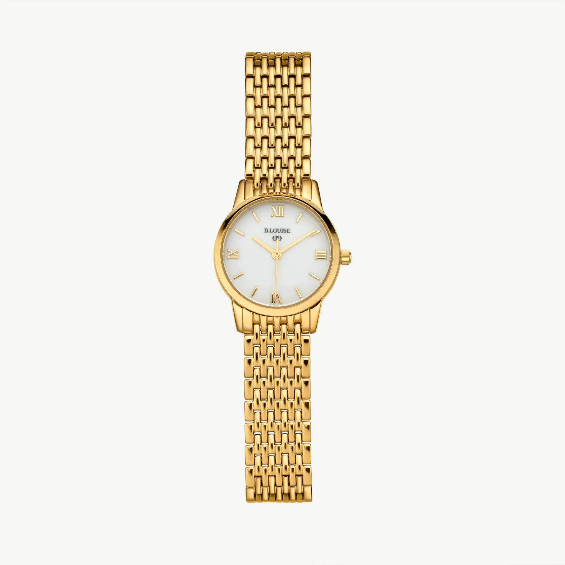 D.Louise Classic Link Round Gold Watch