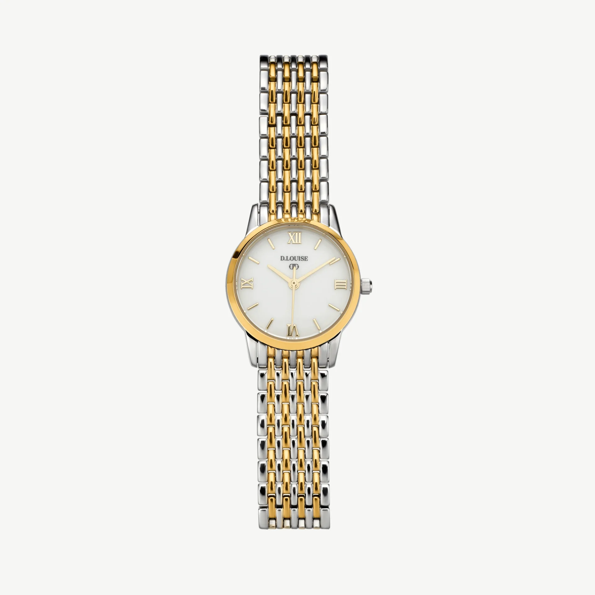 D.Louise Classic Link Round Bi-Metal Watch