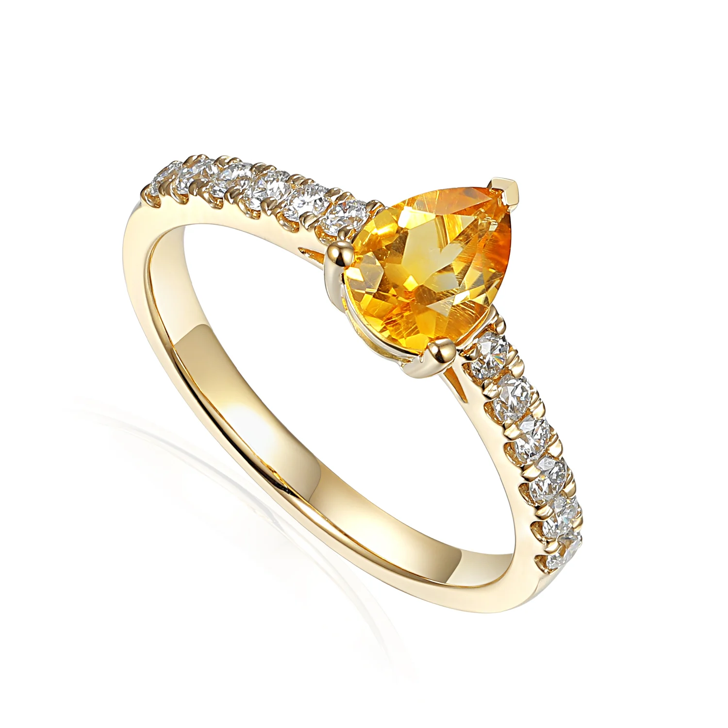 9ct Yellow Citrine and Diamond Ring