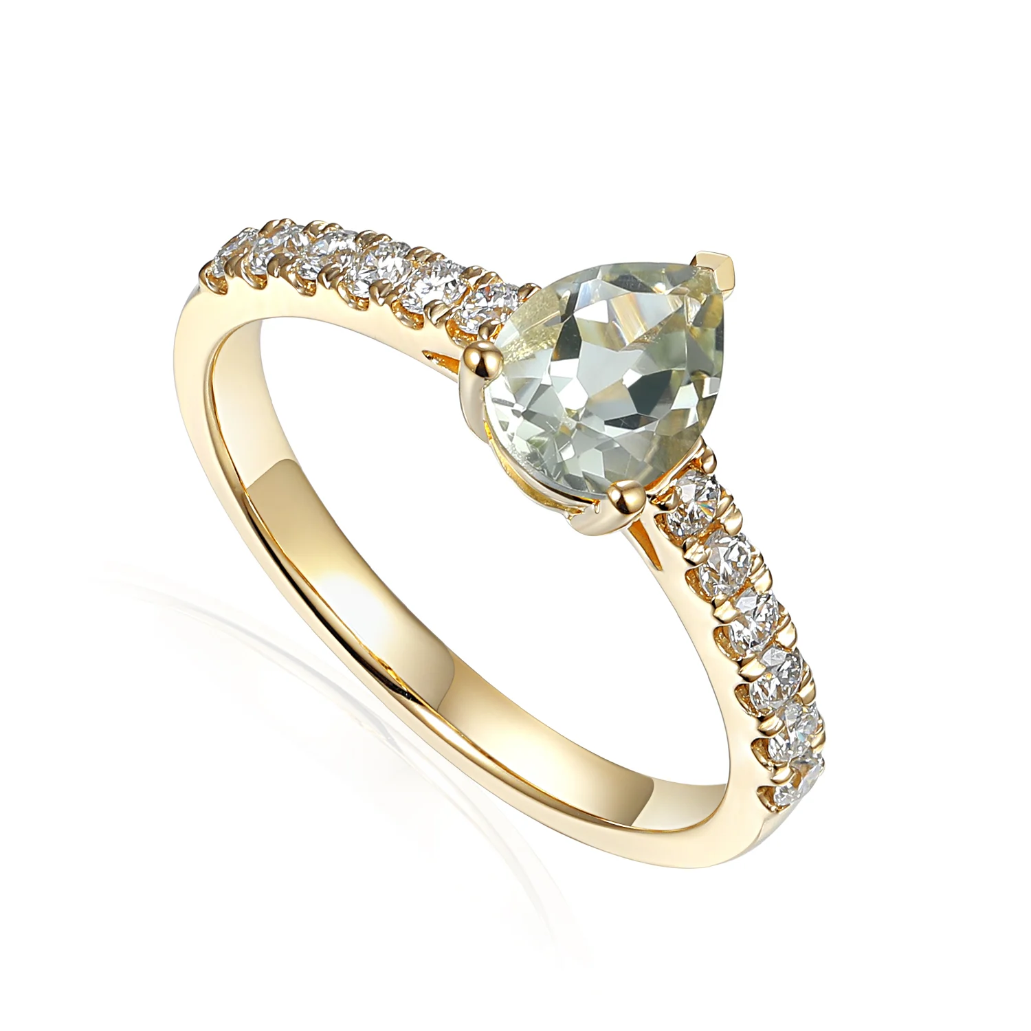 9ct Green Amethyst and Diamond Ring