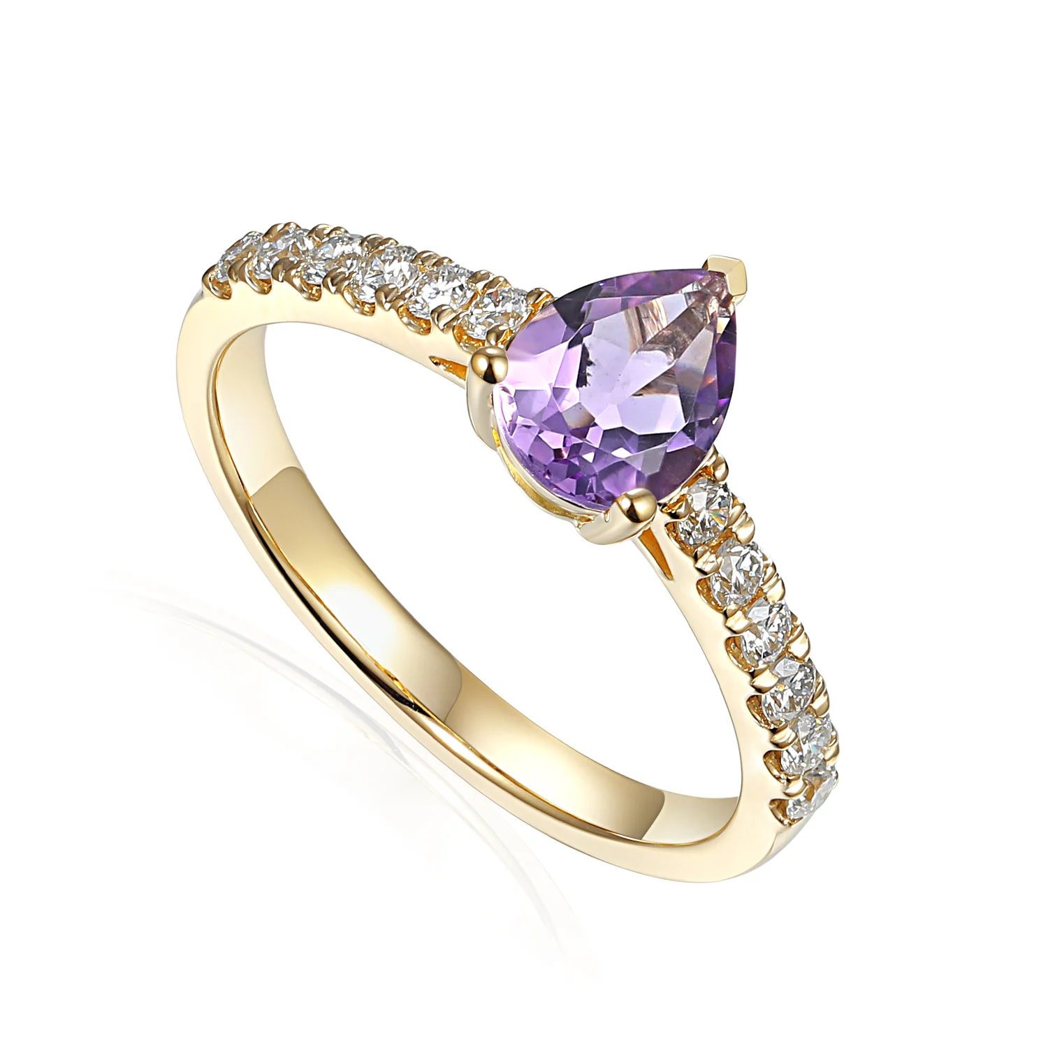 9ct Pink Amethyst and Diamond Ring