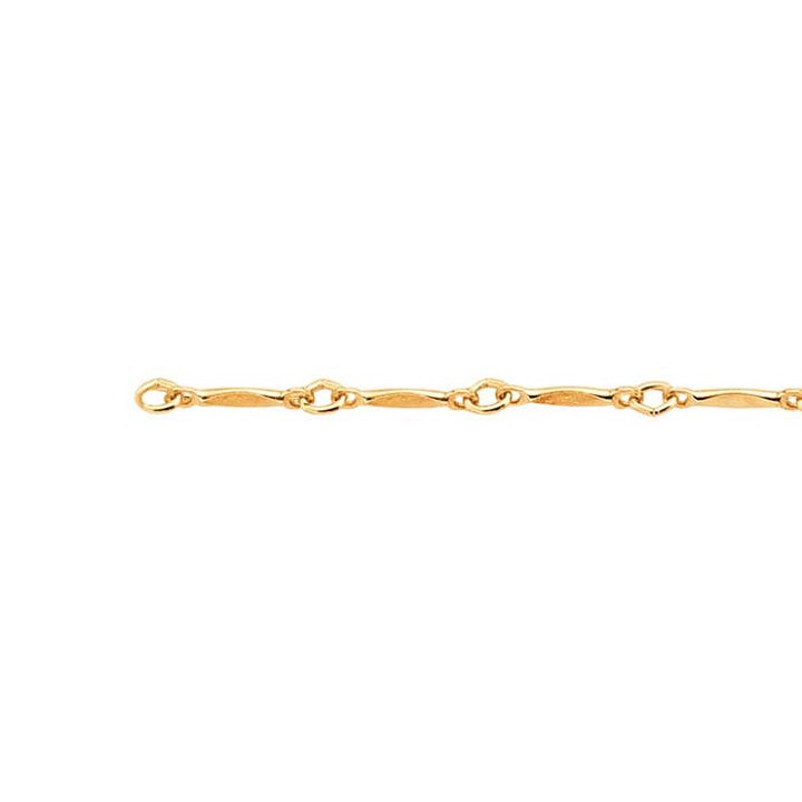 Perma Jewel - Gold 1.4mm Dapped Bar and Link Ankle Chain