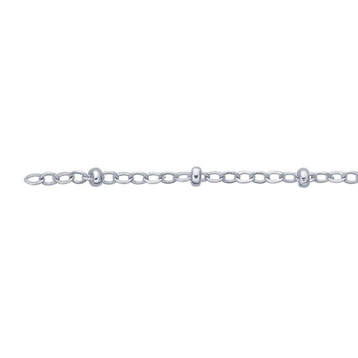 Perma Jewel - Sterling Silver Forever Anklet, Cable Chain with Beads