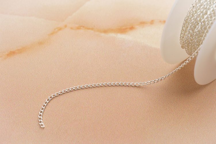 Perma Jewel - Sterling Silver Forever Bracelet, Diamond Cut Curb Chain