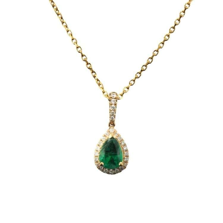 18ct Emerald and Diamond Pendant