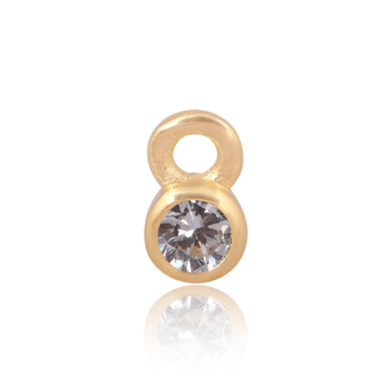 Perma Jewel - Gold Plated Round CZ Charm, Clear