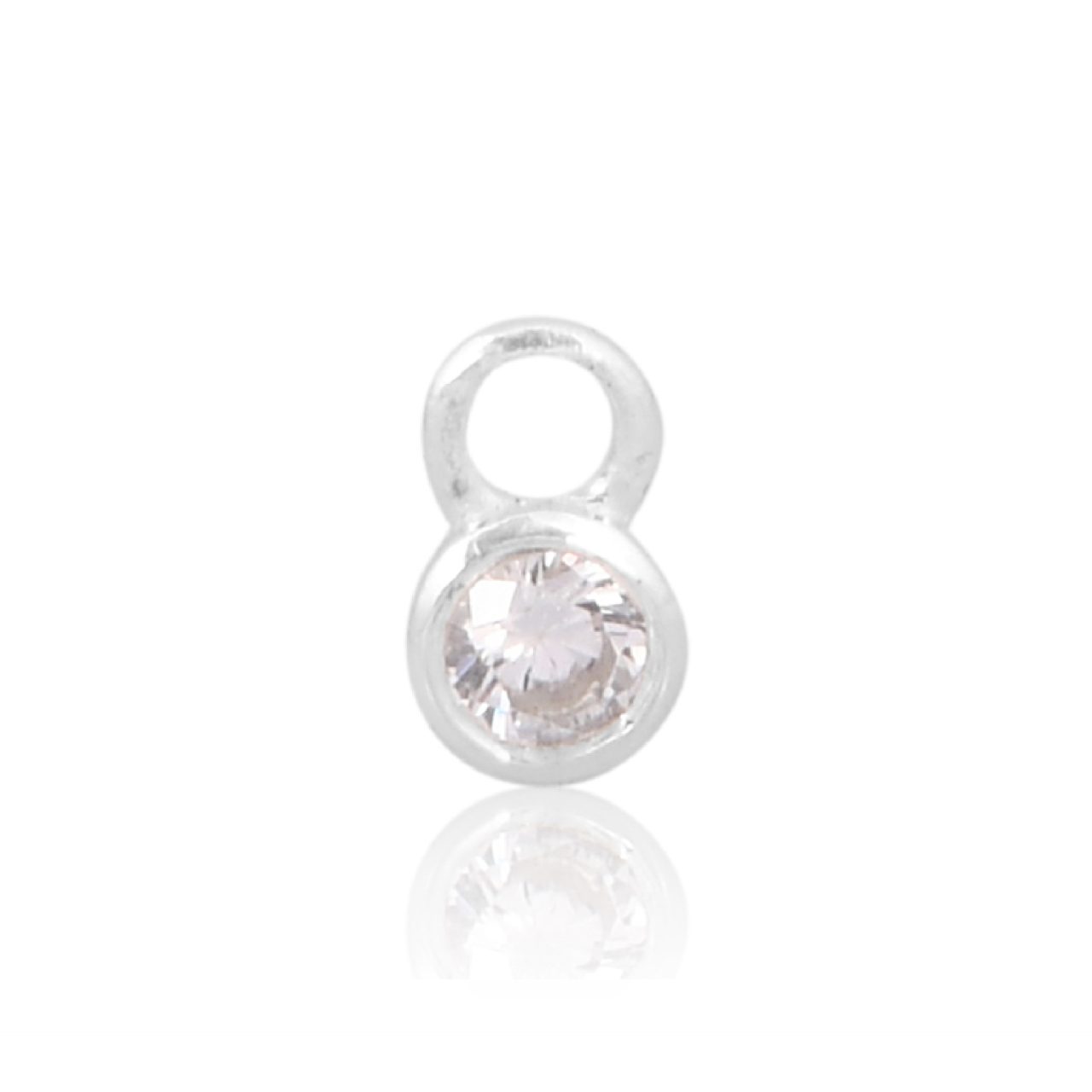 Perma Jewel - Sterling Silver Round CZ Charm, Clear : PJ-9252167