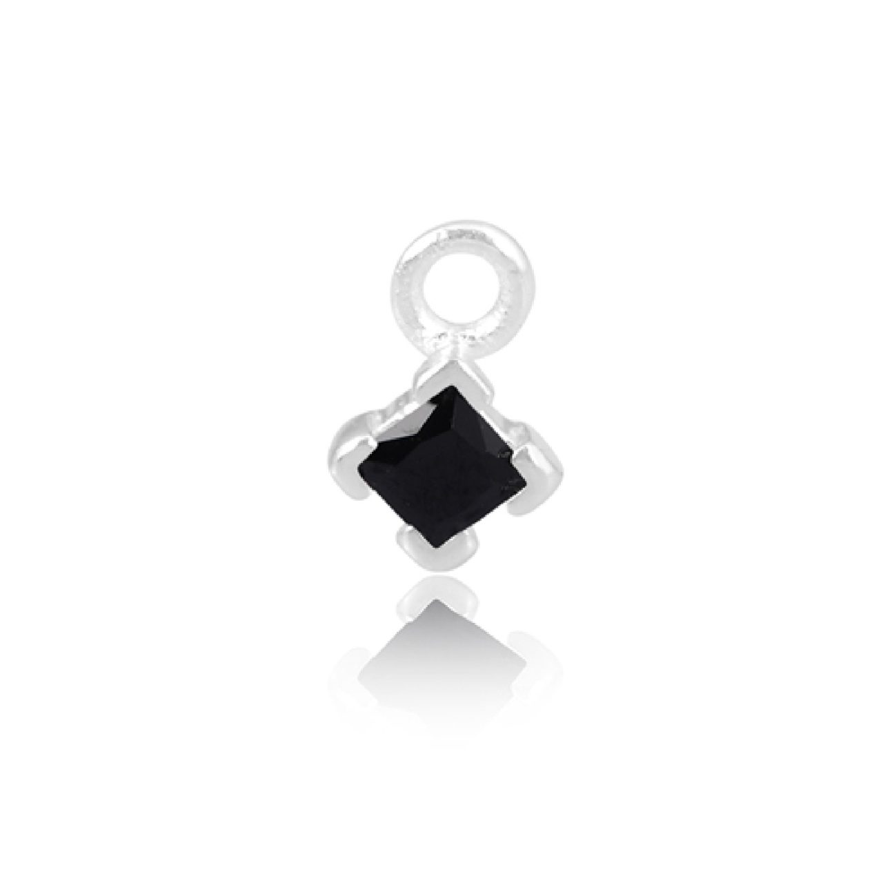 Perma Jewel - Sterling Silver Square CZ Charm, Black