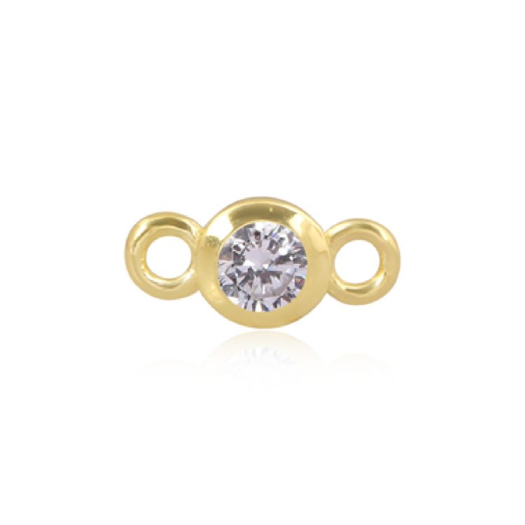 Perma Jewel - Gold Plated Round CZ Connector