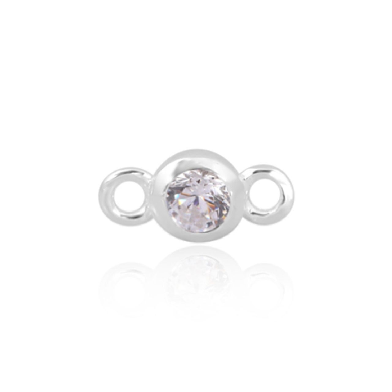 Perma Jewel - Sterling Silver Round CZ Connector, Clear : PJ-9252179