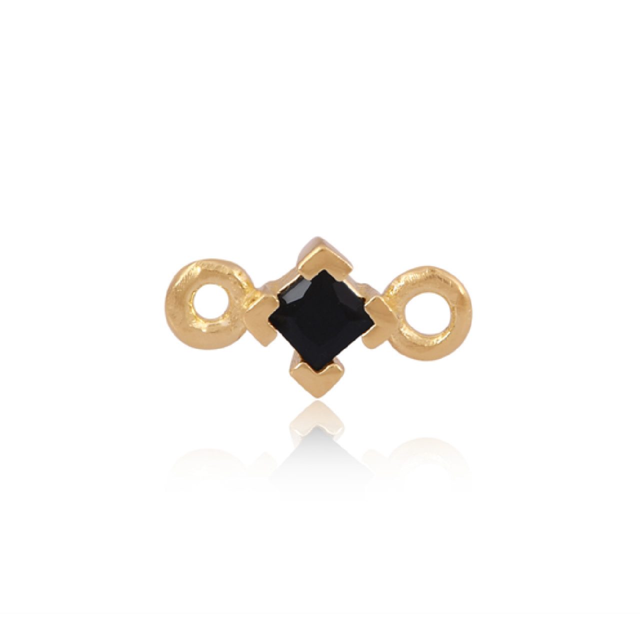 Perma Jewel - Gold Plated Square CZ Connector, Black : PJ-GV2125