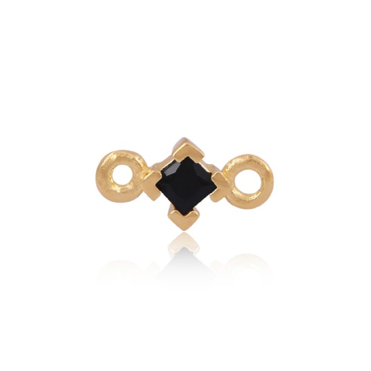 Perma Jewel - Gold Plated Square CZ Connector, Black