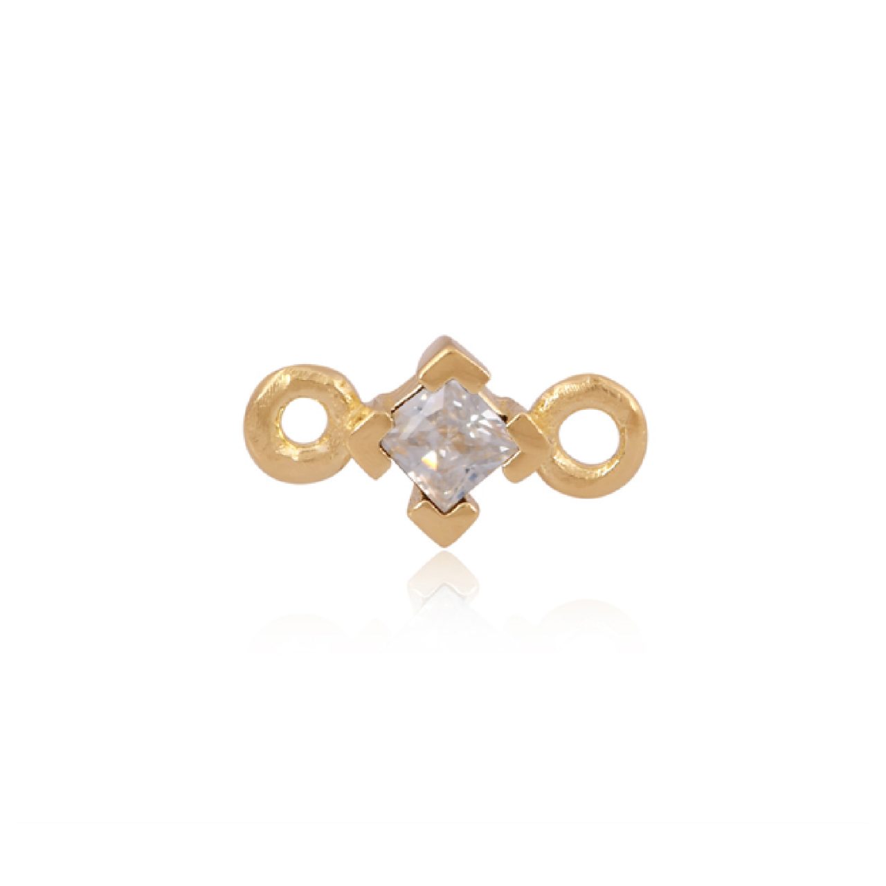 Perma Jewel - Gold Plated Square CZ Connector, Clear : PJ-GV2116