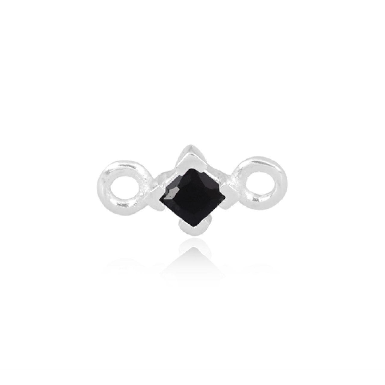 Perma Jewel - Sterling Silver Square CZ Connector, Black : PJ-9252125