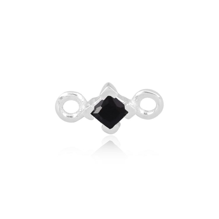 Perma Jewel - Sterling Silver Square CZ Connector, Black