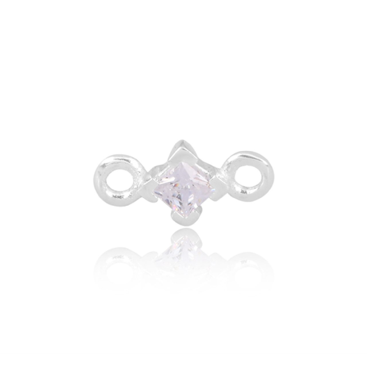 Perma Jewel - Sterling Silver Square CZ Connector, Clear : PJ-9252116