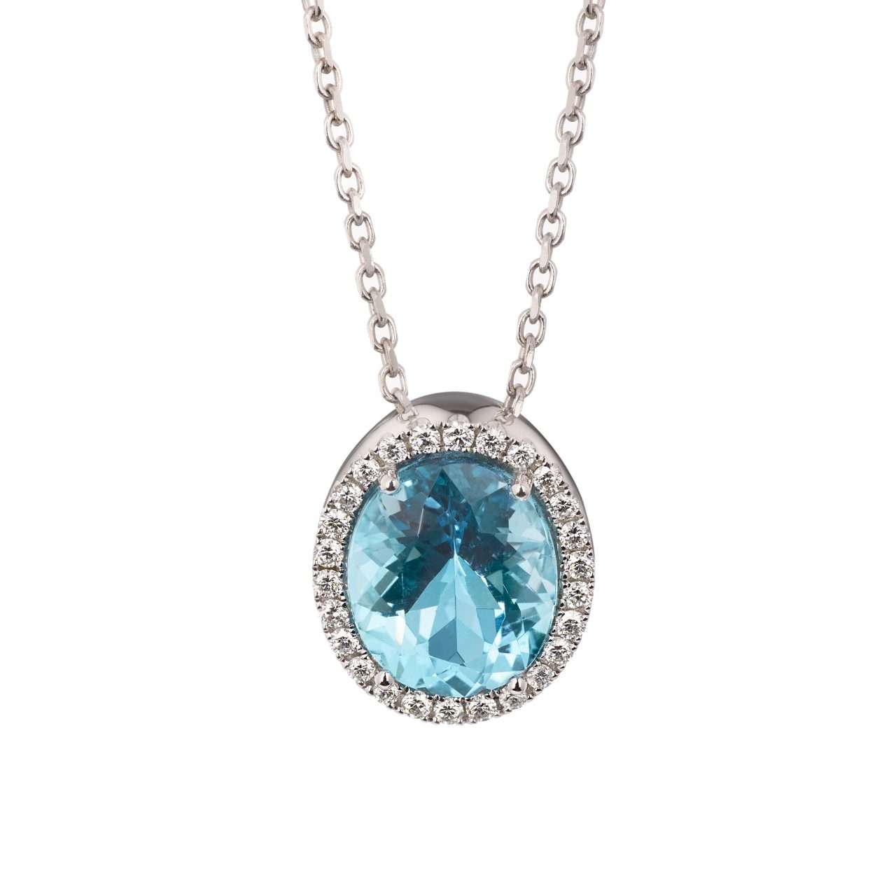18ct Aquamarine and Diamond Pendant : 0257750