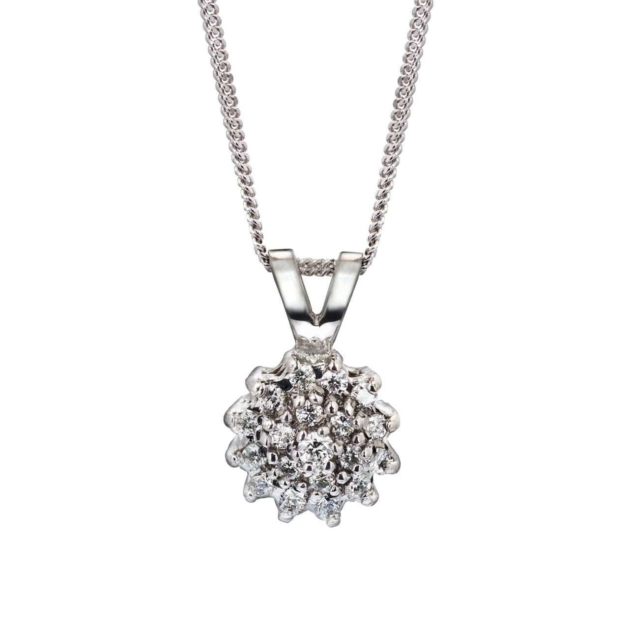 18ct Diamond Cluster Pendant, White Gold : 0270022