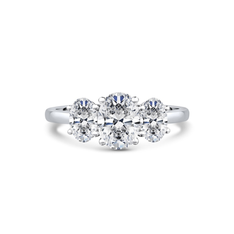 Rivoli Oval Trilogy Diamond (Lab-Grown) Engagement Ring, 2.00ct