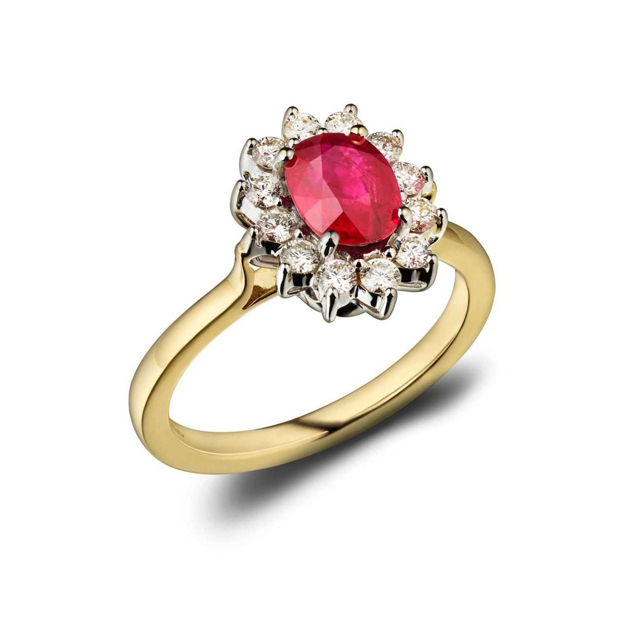 18ct Ruby and Diamond Cluster Ring : 0141027