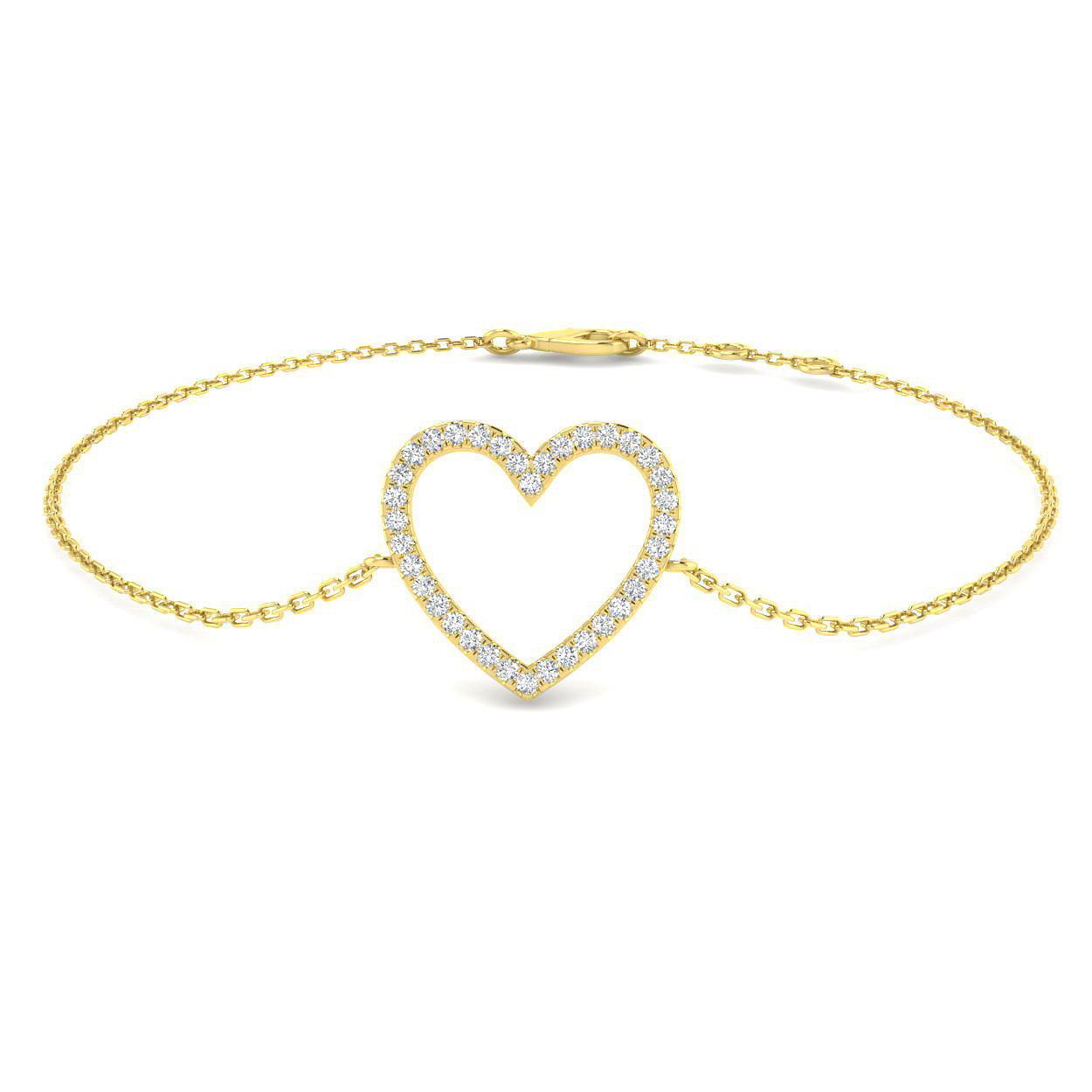 9ct Yellow Gold Diamond Heart Bracelet : 0220016