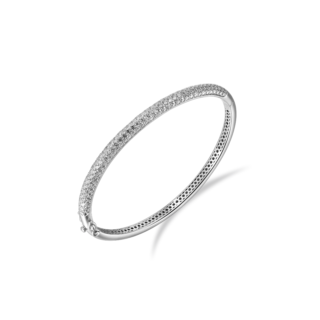 Gisser Silver Pave Bangle 4mm