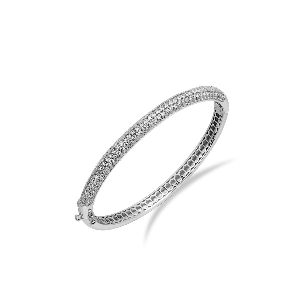 Gisser Silver Pave Bold Bangle 6mm