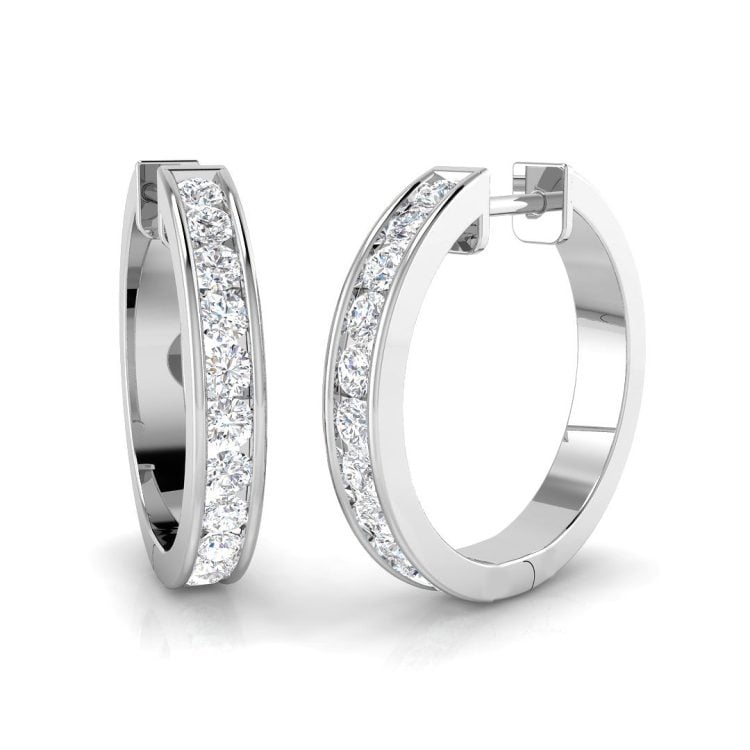 9ct White Gold Diamond (Lab Grown) Hoop Earrings