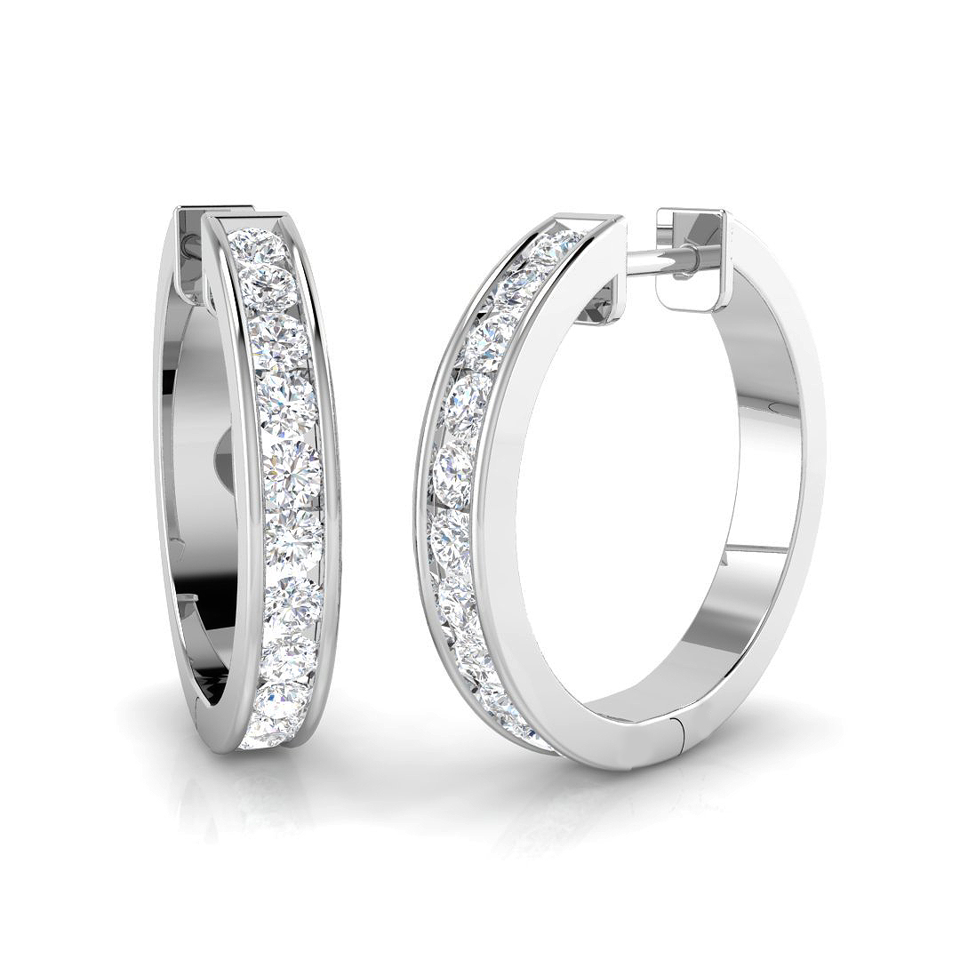 9ct White Gold Diamond (Lab Grown) Hoop Earrings : 0265097
