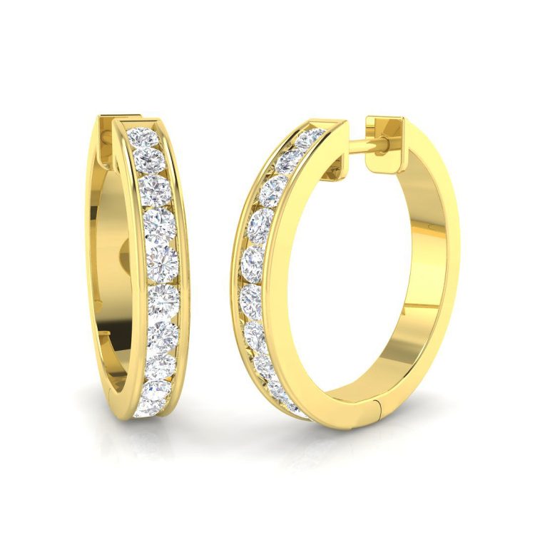 9ct Yellow Gold Diamond (Lab Grown) Hoop Earrings