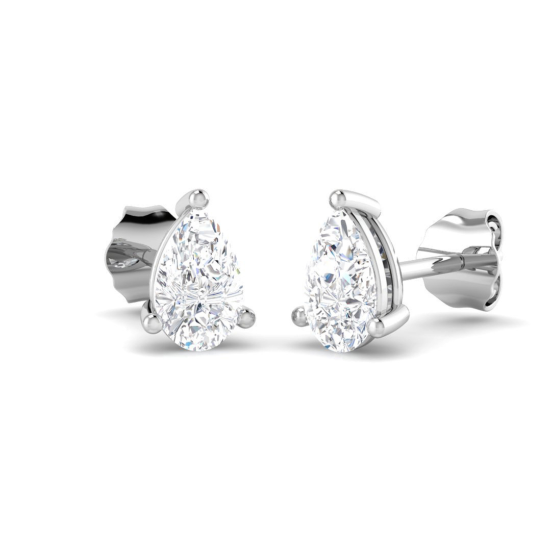 9ct White Gold Diamond (Lab Grown) Pear Stud Earrings : 0265099