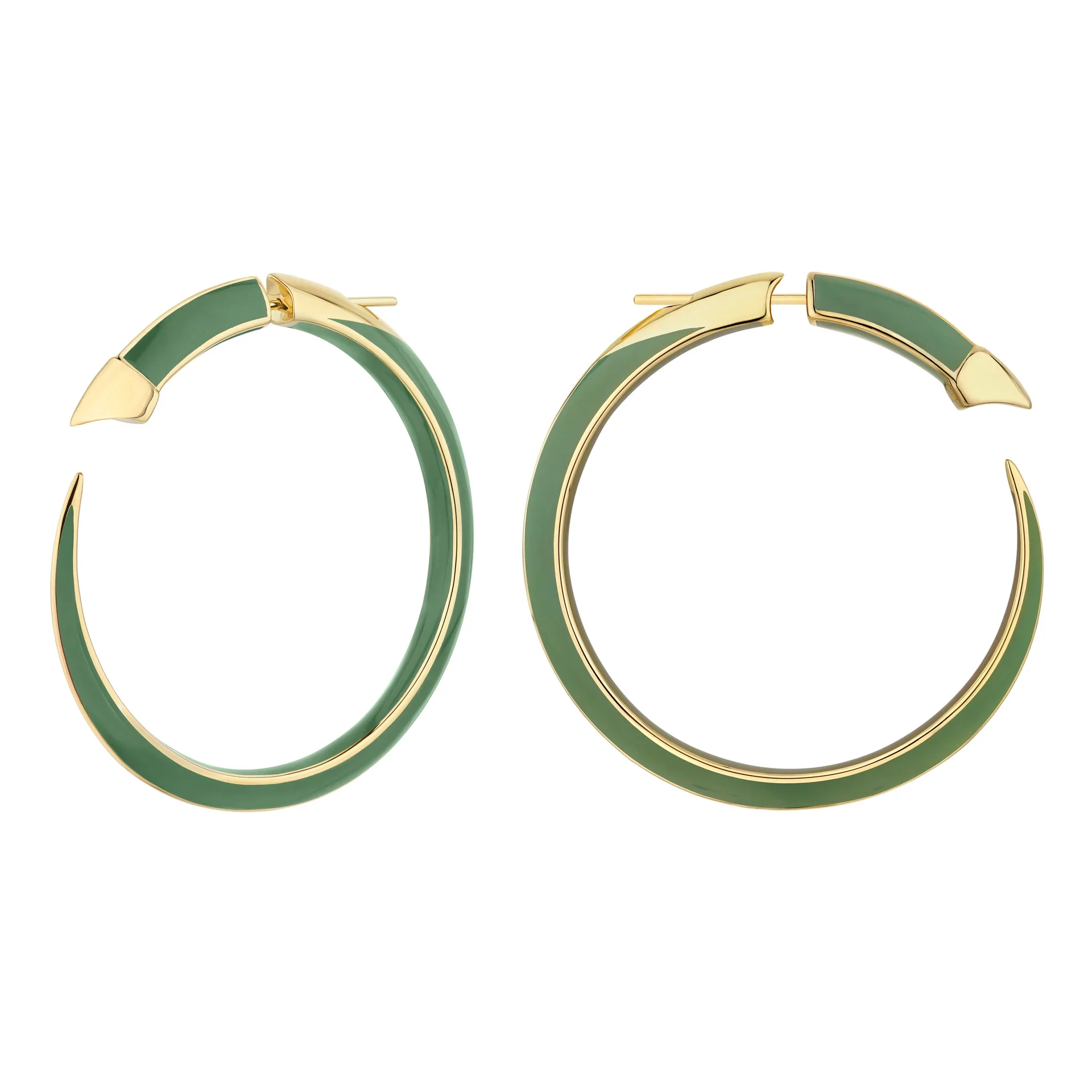 Shaun Leane Sabre Solis Statement Hoop Earrings - Yellow Gold Vermeil & Leaf Ceramic
