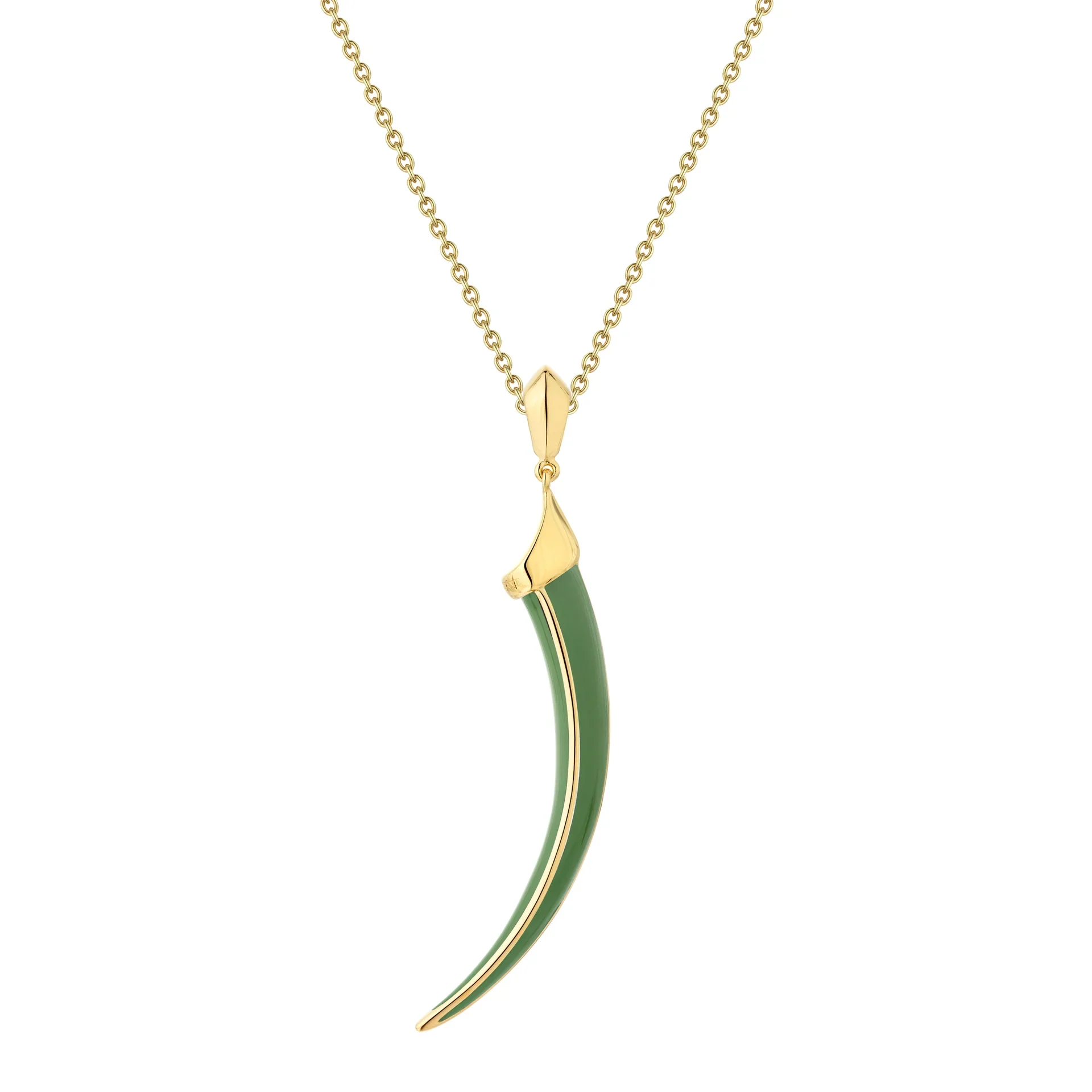 Shaun Leane Sabre Solis Pendant - Yellow Gold Vermeil & Leaf Ceramic
