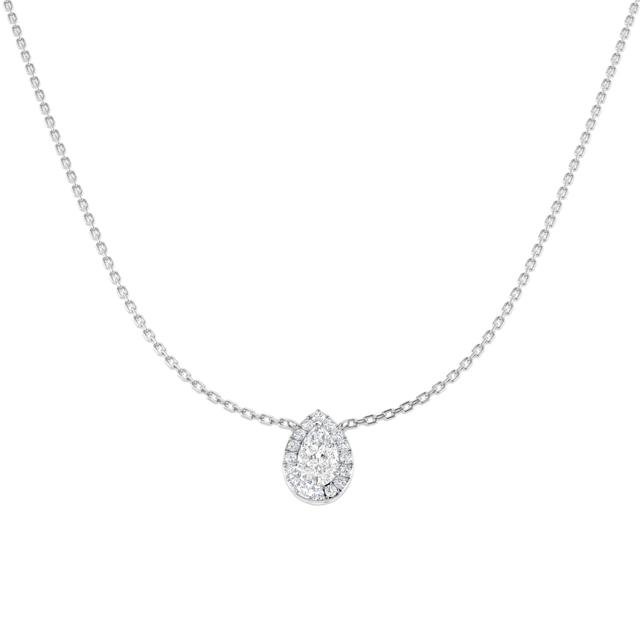 9ct White Gold Diamond (Lab Grown) Pear Shaped Pendant : 0265102