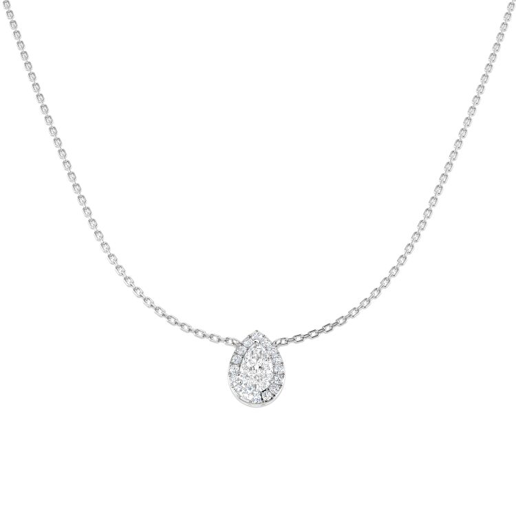 9ct White Gold Diamond (Lab Grown) Pear Shaped Pendant