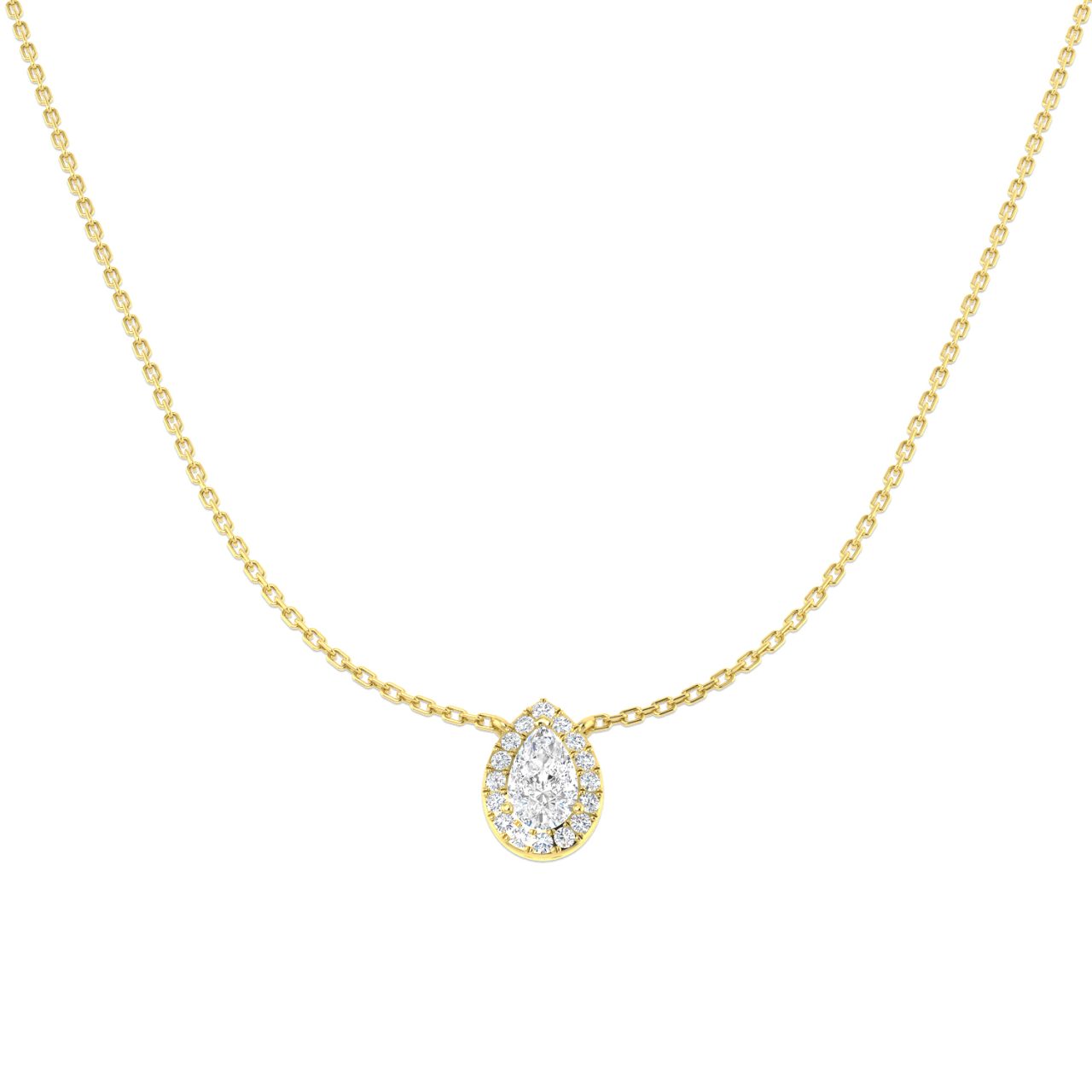9ct Yellow Gold Diamond (Lab Grown) Pear Shaped Pendant : 0265101