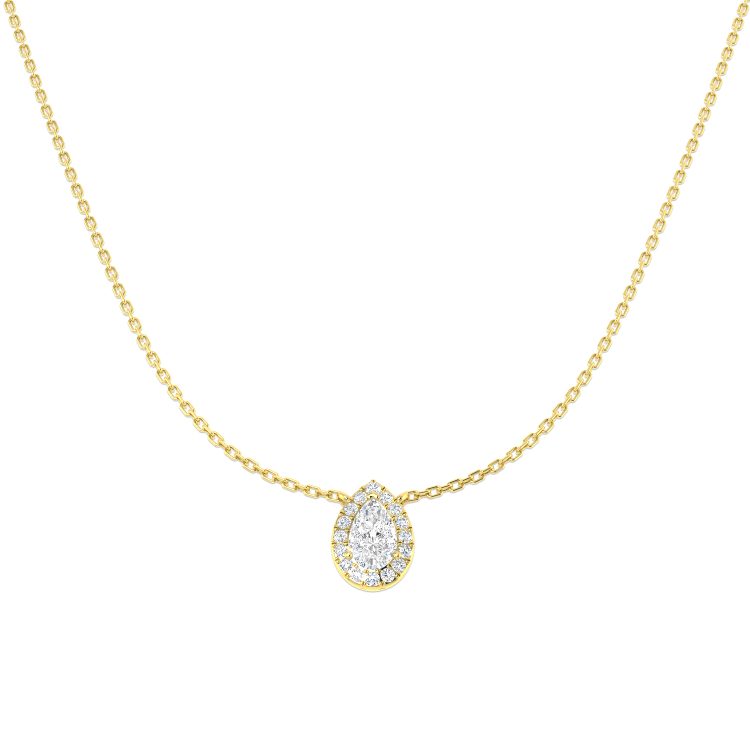 9ct Yellow Gold Diamond (Lab Grown) Pear Shaped Pendant