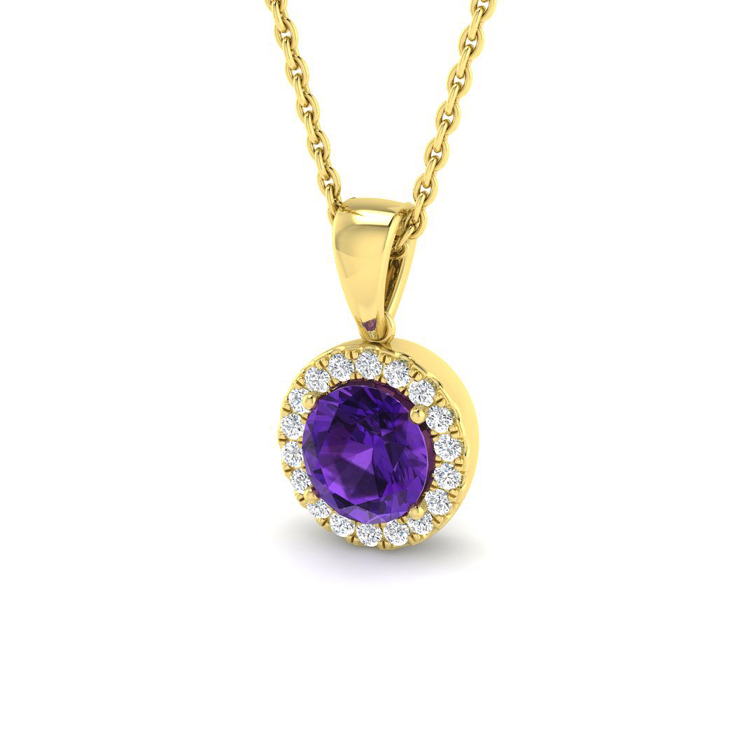 9ct Yellow Gold Purple Sapphire and Diamond Pendant : 0205065