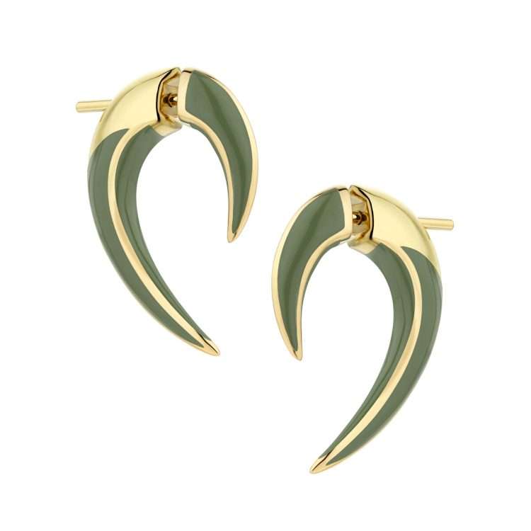 Shaun Leane Sabre Solis Talon Earrings Yellow Gold Vermeil & Leaf Ceramic