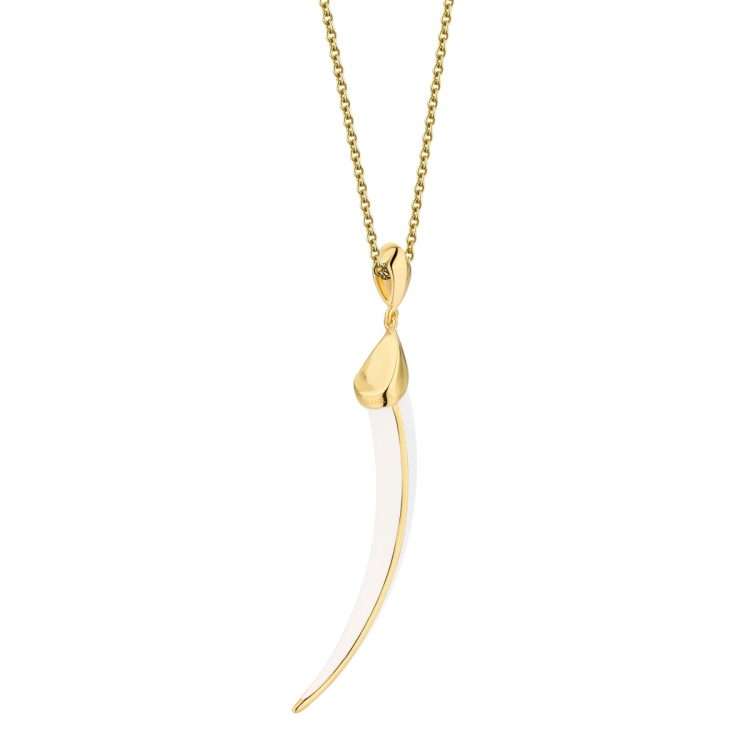 Shaun Leane Sabre Solis Pendant - Yellow Gold Vermeil & Chalk Ceramic